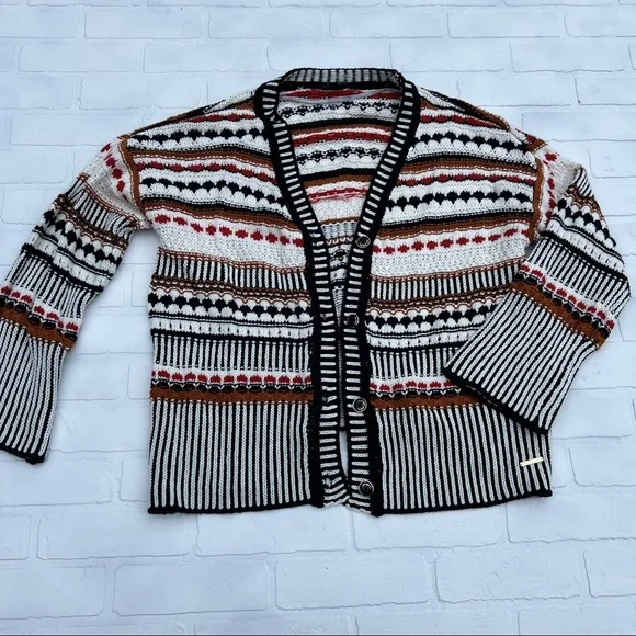 Marc New York | Striped and Dot Knit | Button-Up | Baggy Cardigan Sweater - Picture 3 of 4